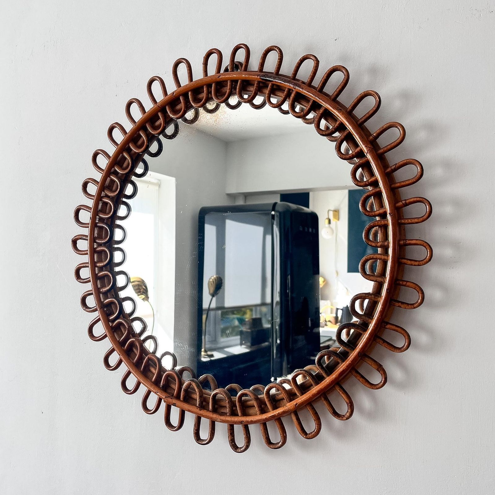 Mid Century Italian Franco Albini Bamboo Wall Mirror
