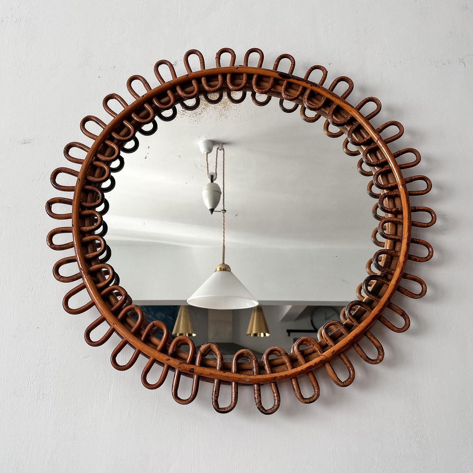 Mid Century Italian Franco Albini Bamboo Wall Mirror photo furniture