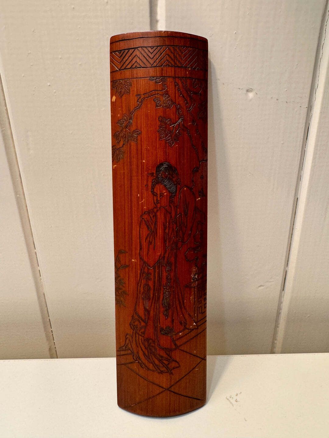 Antique Chinese Carved Bamboo Wrist Rest/ Armrest/Bige photo for sale