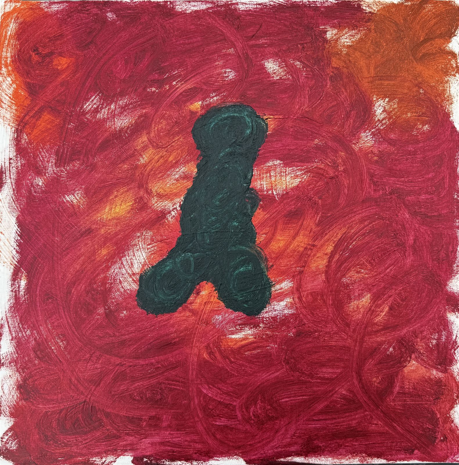 Dios Y Medio Large Crimson Abstract Symbolic Painting Neo Expressionist Contemporary Art Oil 2026