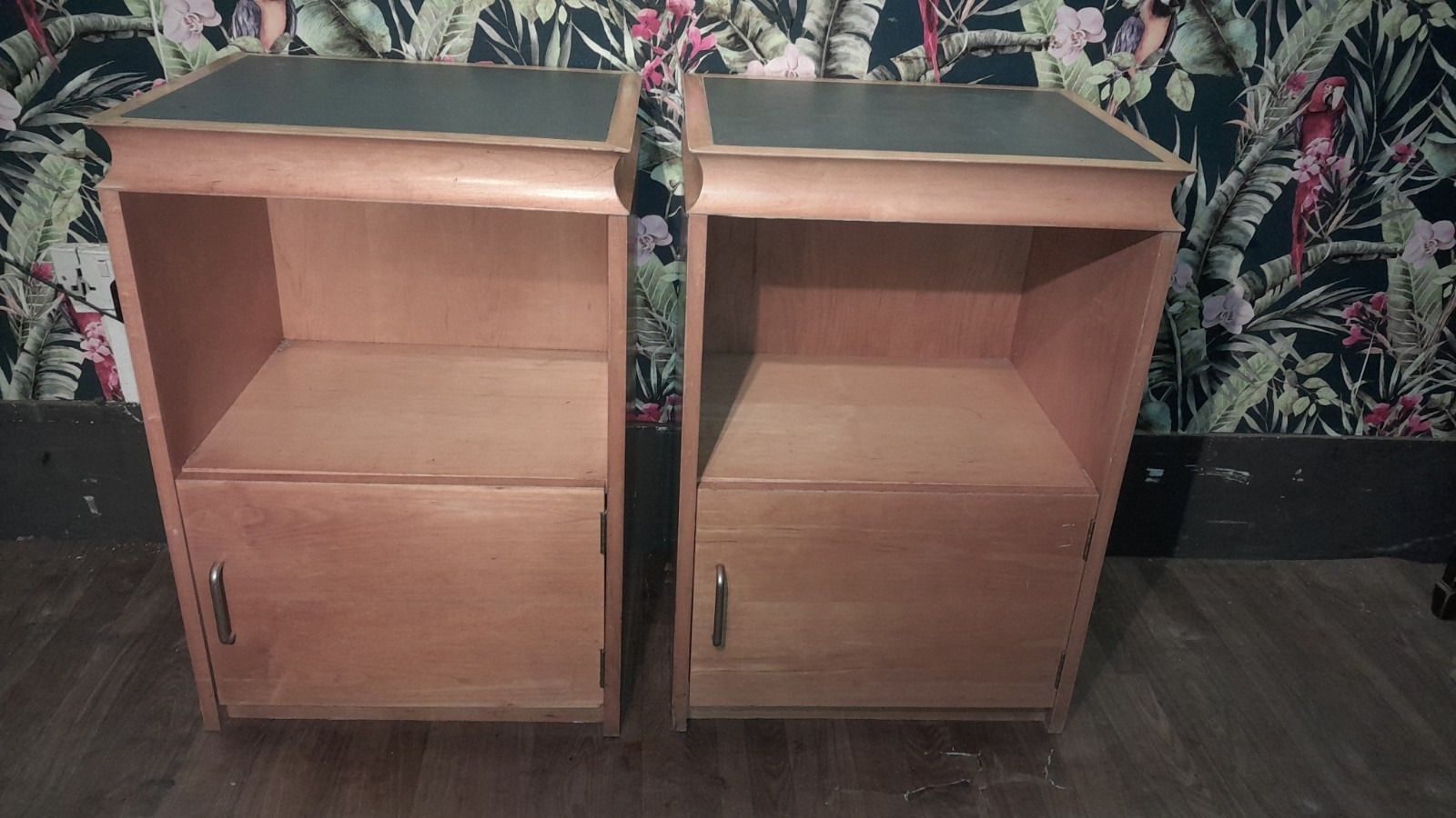 Pair Of Large Mid Century Modern Bedside Cabinets Each With 1 Door photo furniture