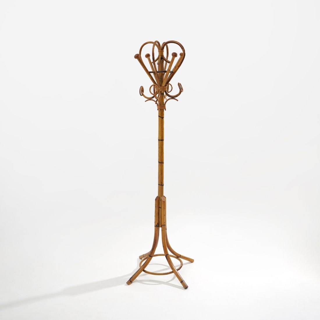 Floor Coat Stand In Rattan And Woven Wicker, 1960s.