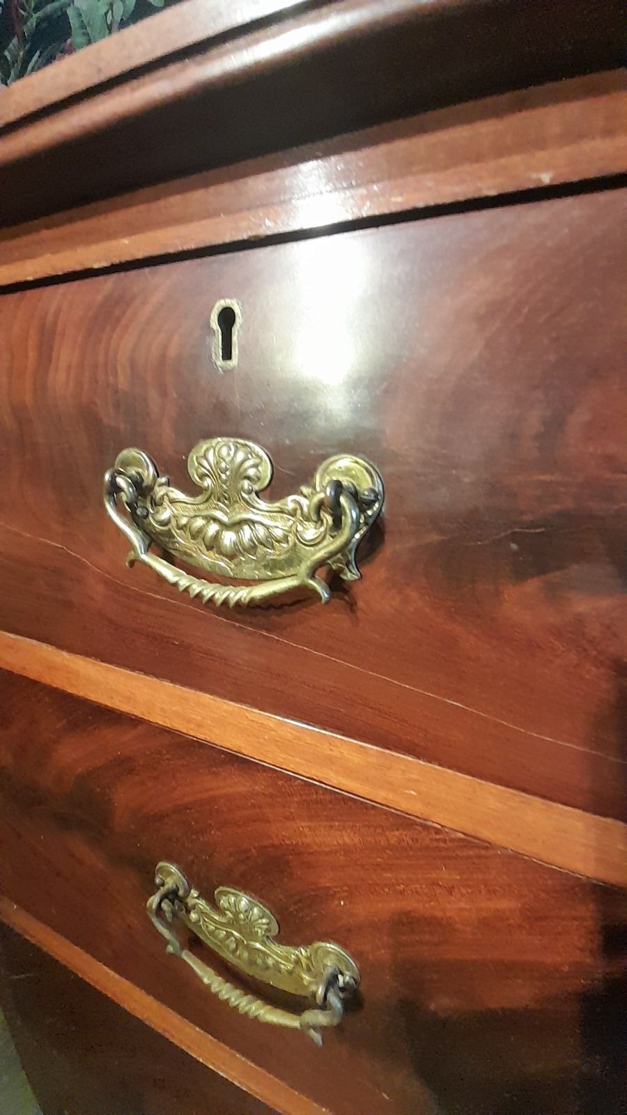 Furniture A Flame Mahogany Edwardian Chest Of 2 Drawers/Dressing Table,Original Handles photo