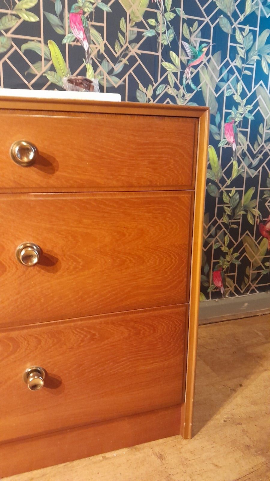 Mid Century Teak And Teak Effect Chest Of 3 Drawers By Meredew photo for sale