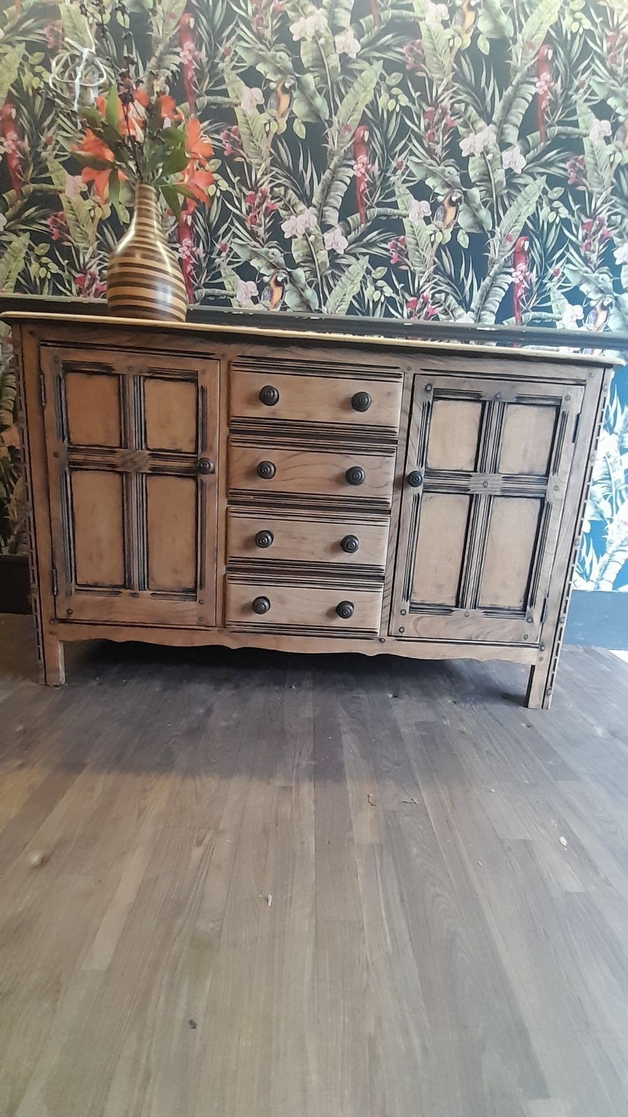 Vintage Ercol Large Sideboard 4 Drawers Flanking 4 Central Drawers photo furniture