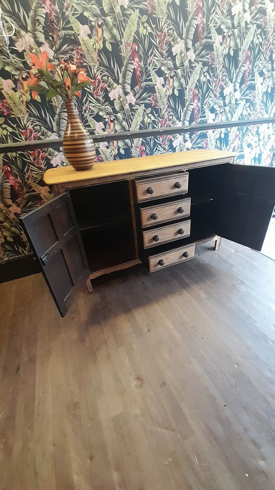 Vintage Ercol Large Sideboard 4 Drawers Flanking 4 Central Drawers photo vintage