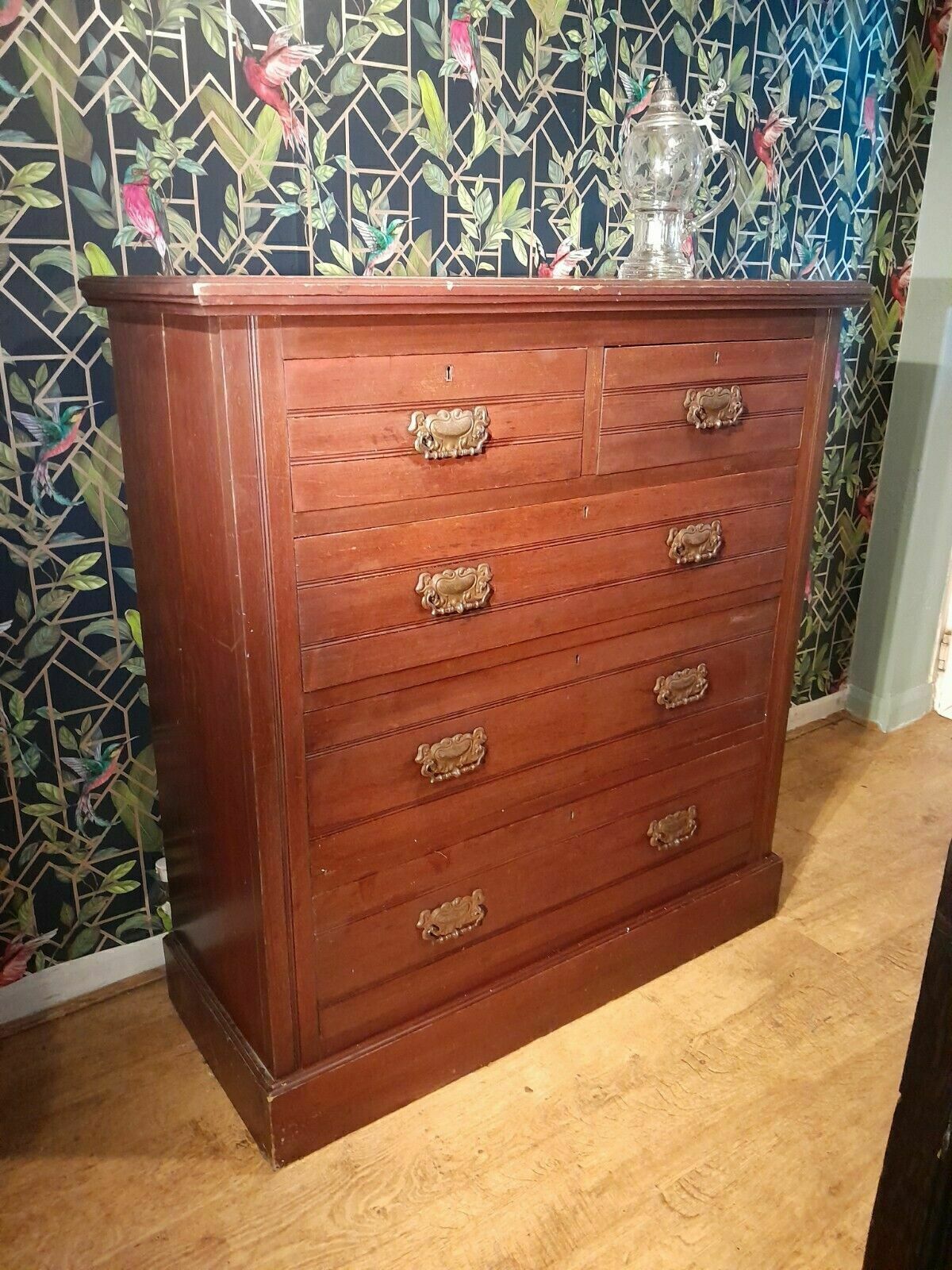 Antique Tall Chest Of 2 Short Over 3 Long Drawers