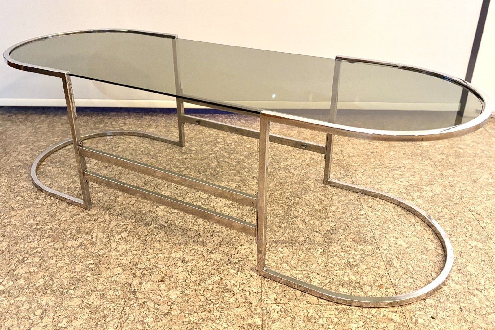 photo furniture Vintage Mid Century Italian Smoked Glass And Chrome Coffee Table  Retro