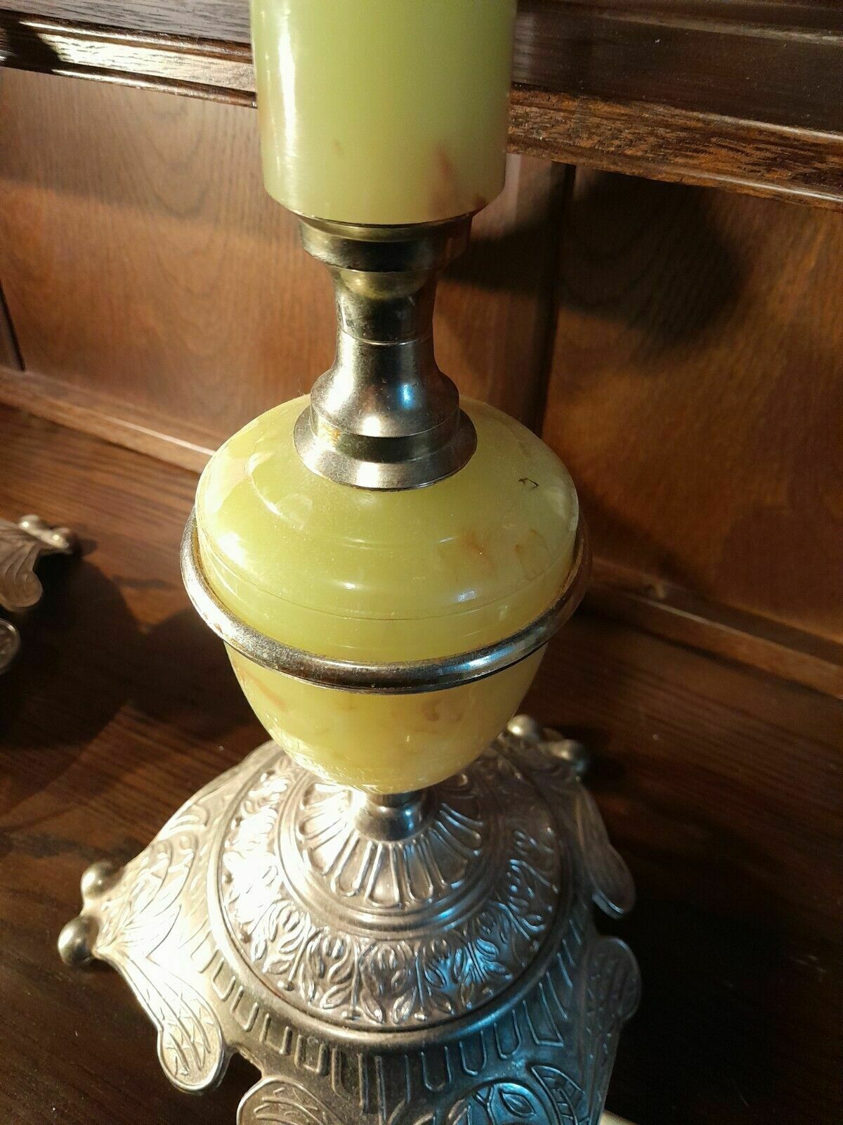Pair Of Large Vintage Brass And Onyx Table Lamps 50cm Tall photo 149.0