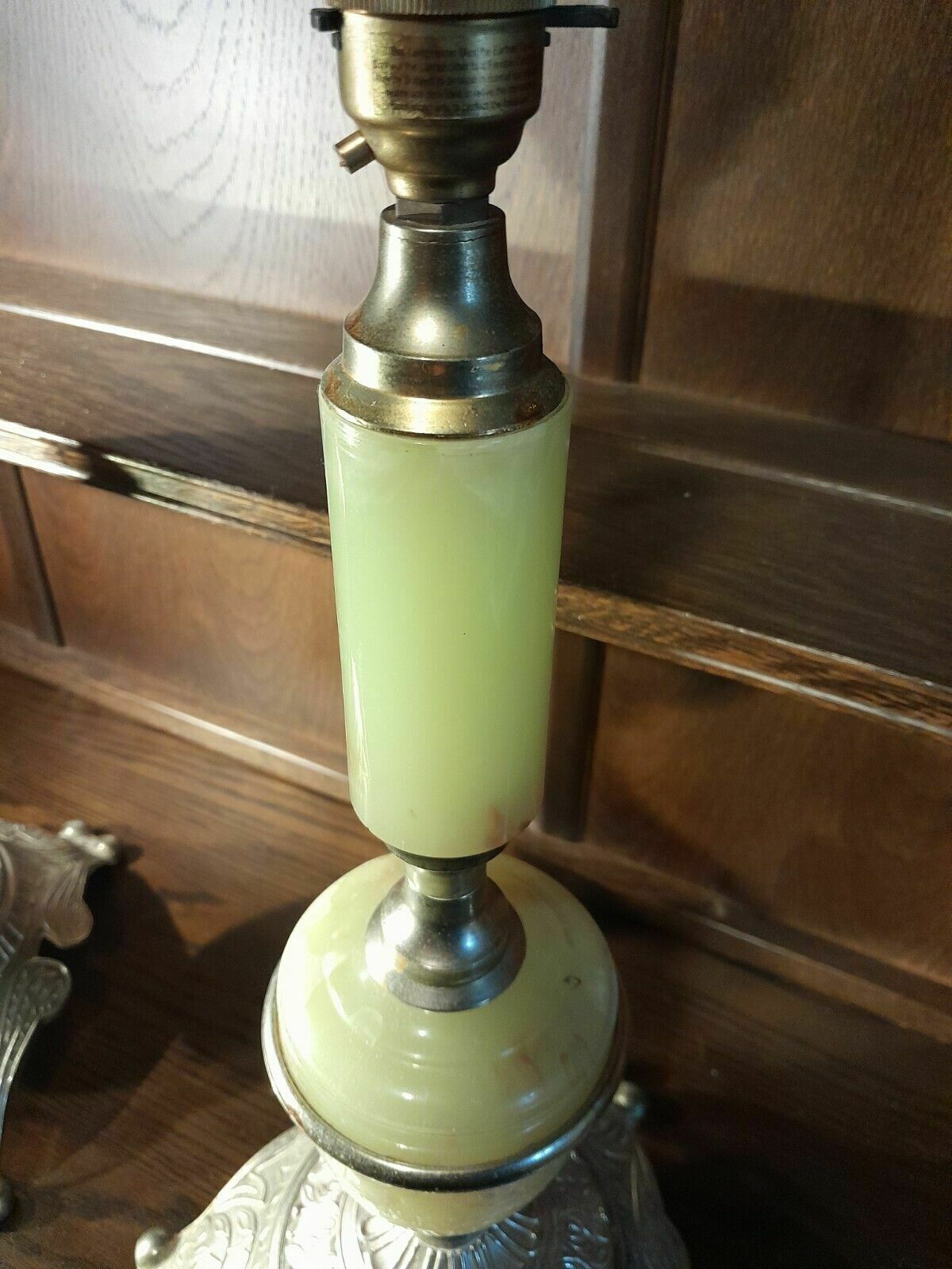 Pair Of Large Vintage Brass And Onyx Table Lamps 50cm Tall photo vinterior