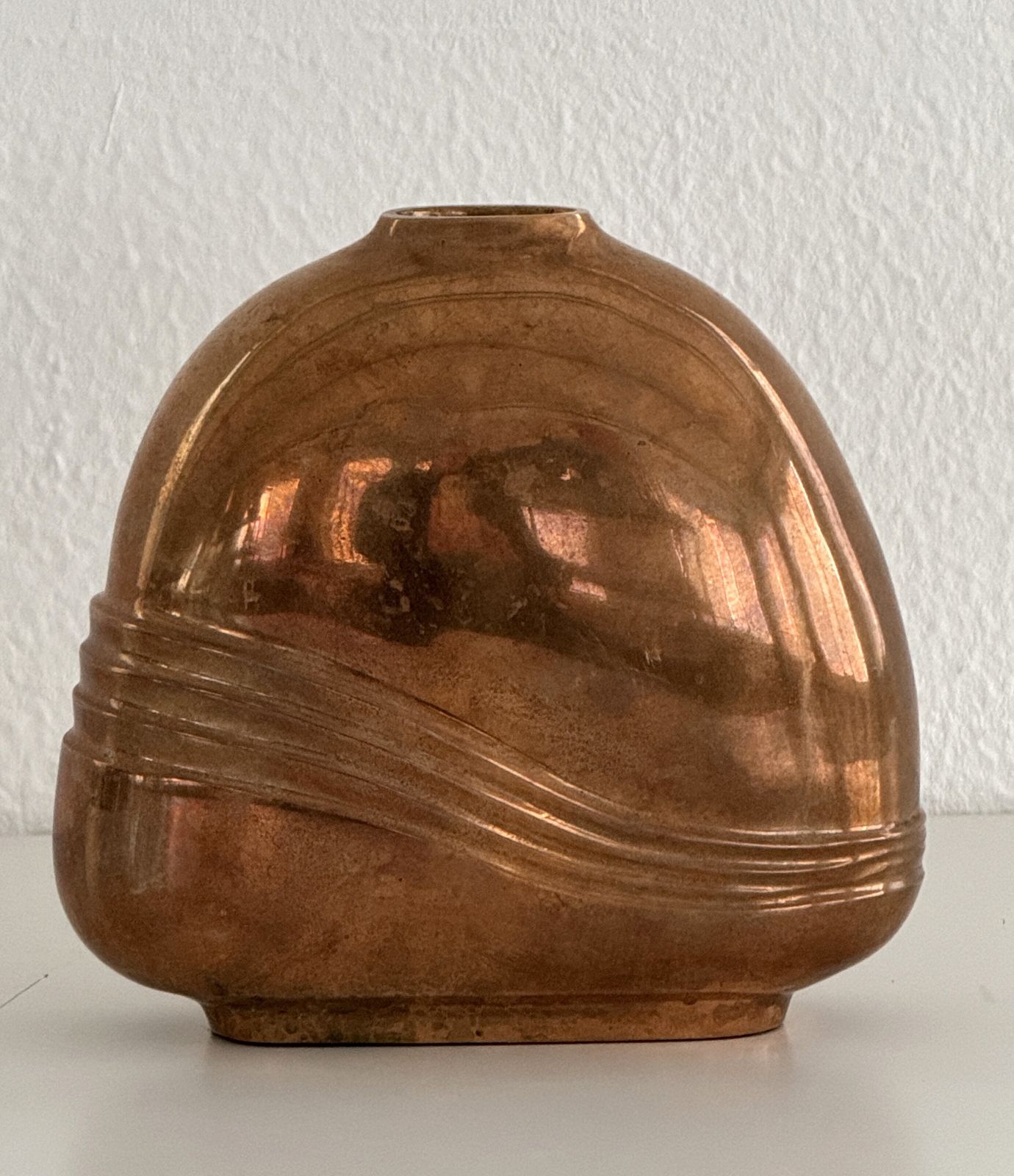 photo for sale Esa Fedrigolli Signed Bronze Vase, Italy, 1970s