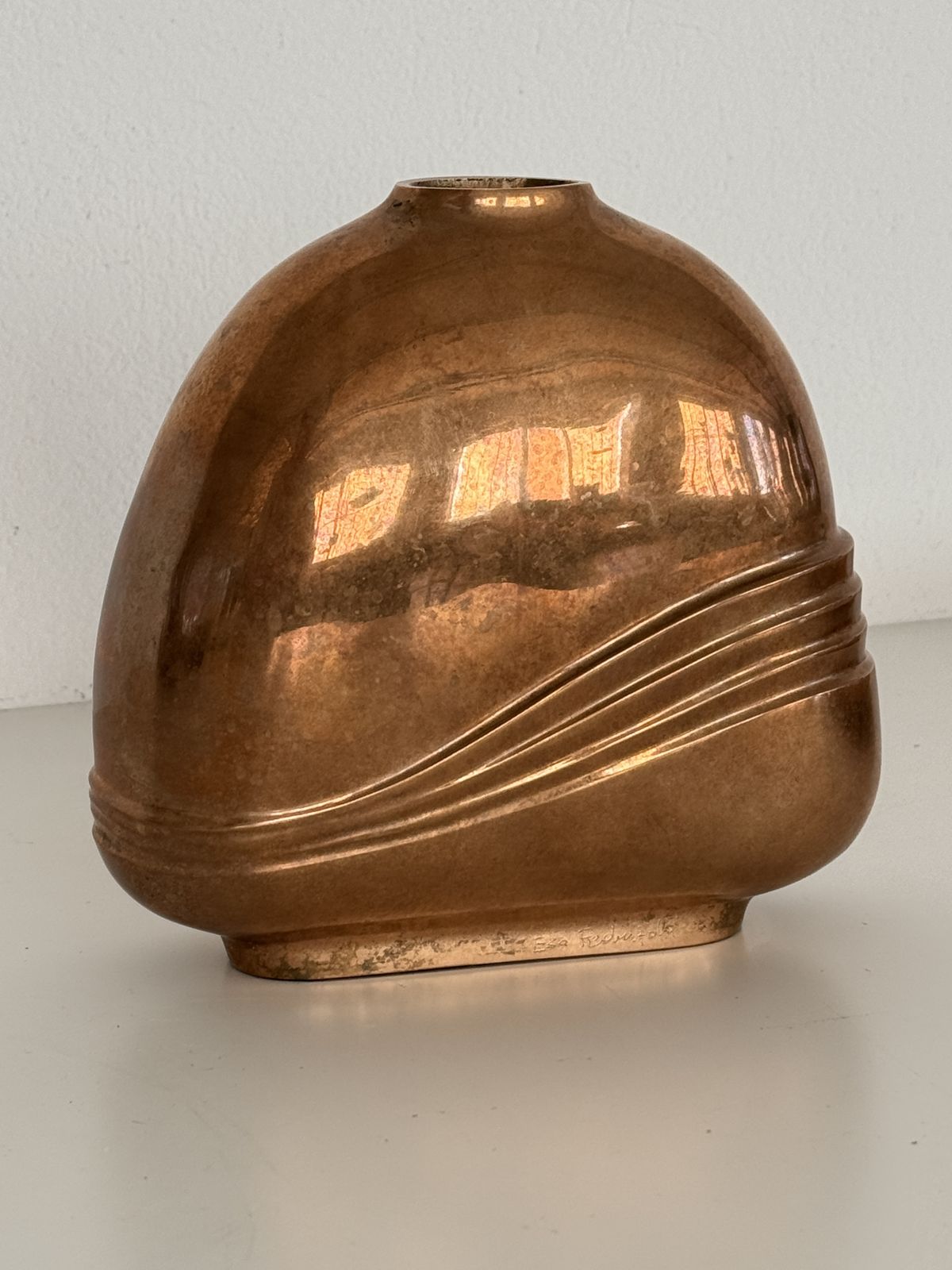 photo vintage Esa Fedrigolli Signed Bronze Vase, Italy, 1970s