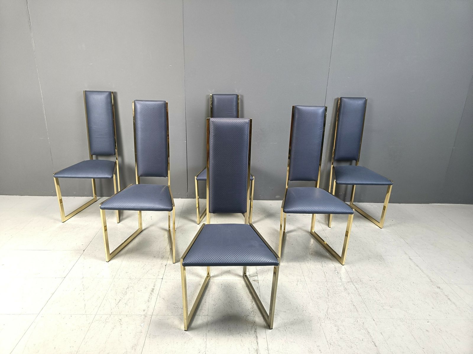 Vintage Brass Dining Chairs, Set Of 6   1970s photo for sale