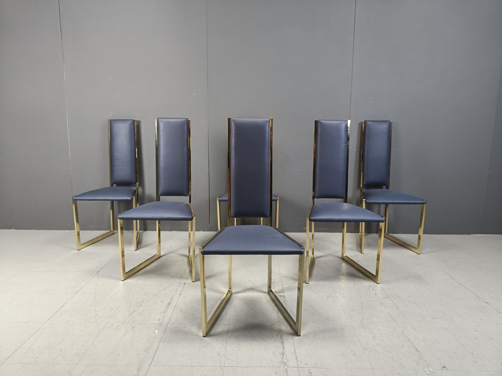 Vintage Brass Dining Chairs, Set Of 6   1970s