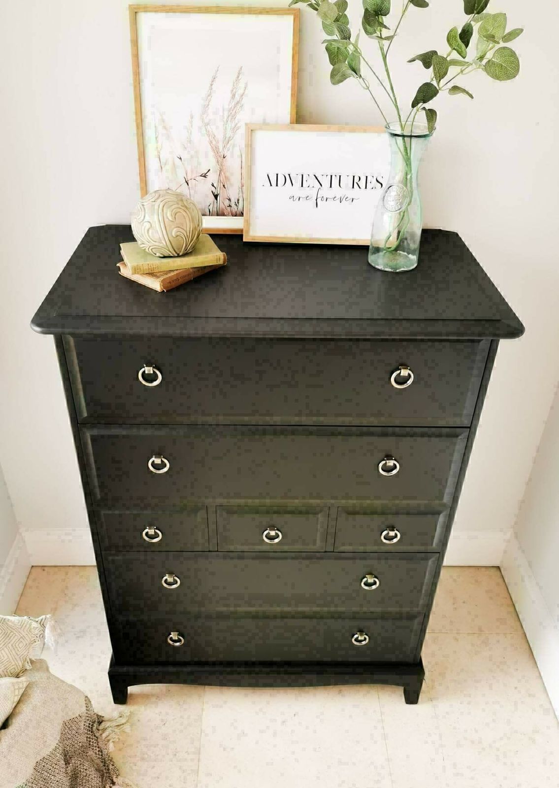 Spray Painted Black Stag Minstrel Tallboy Chest Of Drawers photo 545.0