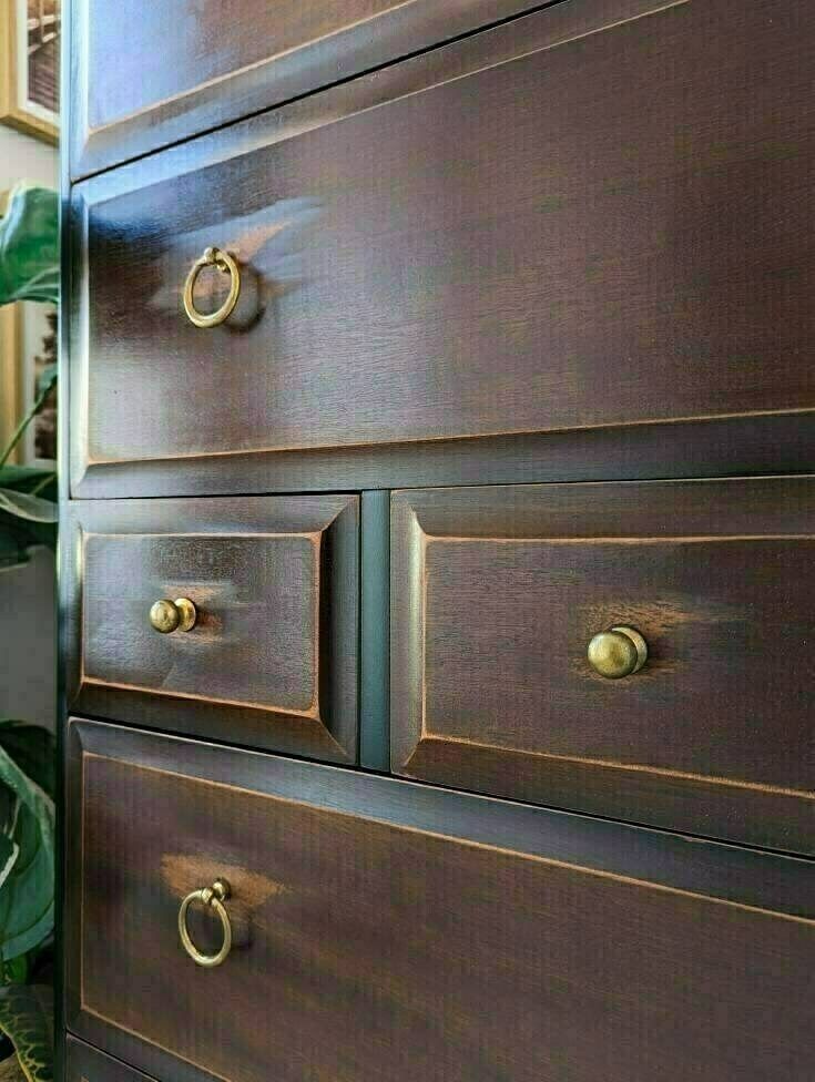 Spray Painted, Black Industrialised Stag Minstrel Tallboy Chest Of Drawers photo vinterior