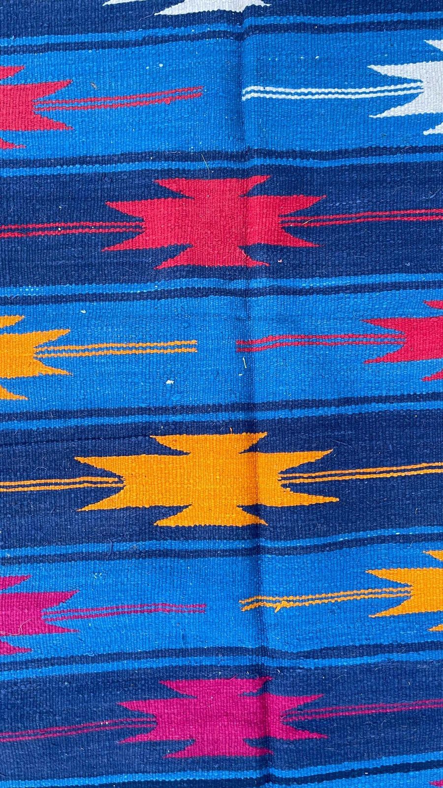Vintage Handwoven Wool Dhurrie Rug, Striped Geometric Flatweave, 6.5 Ft photo Textiles