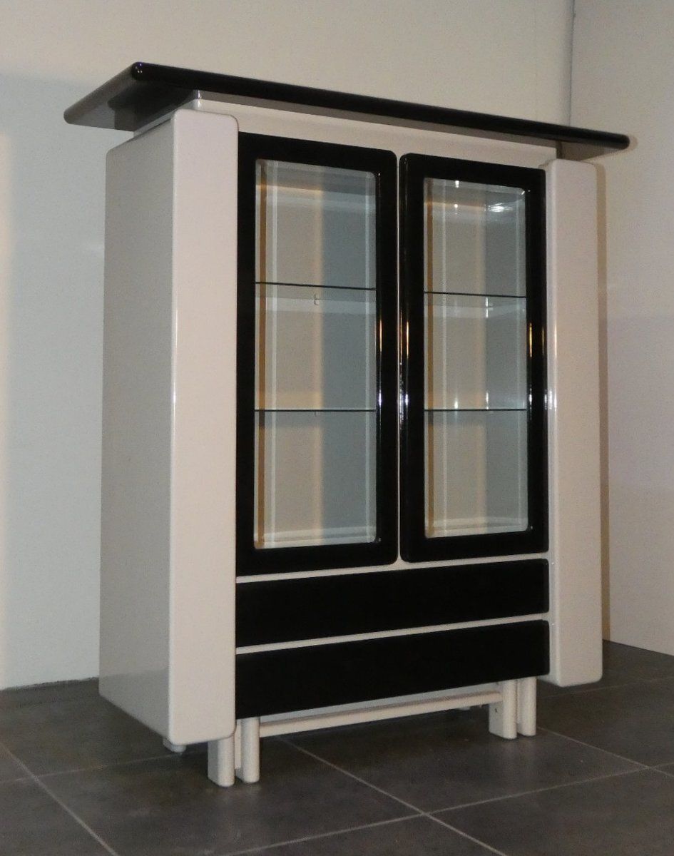 1300.0 Two Tone Lacquered Wood Bar Cabinet, Italy, 1980s photo