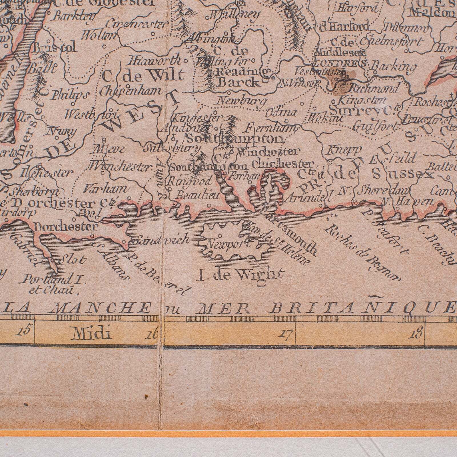 Art Antique Map Of England & Wales, French, Framed Cartography, Georgian, Circa 1780 photo