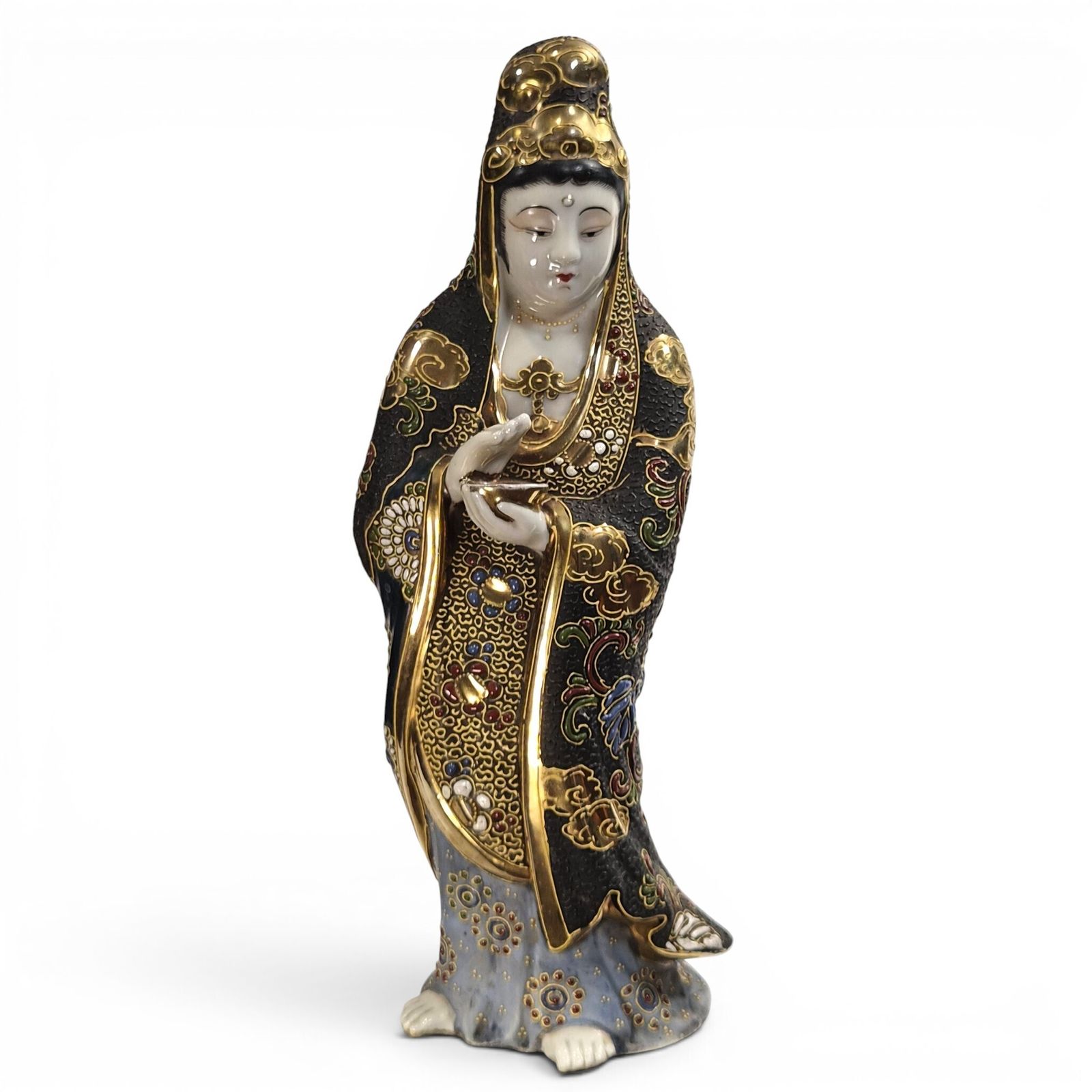 Japanese Kutani Kannon Figure, Goddess Of Mercy (Guanyin), C.1920