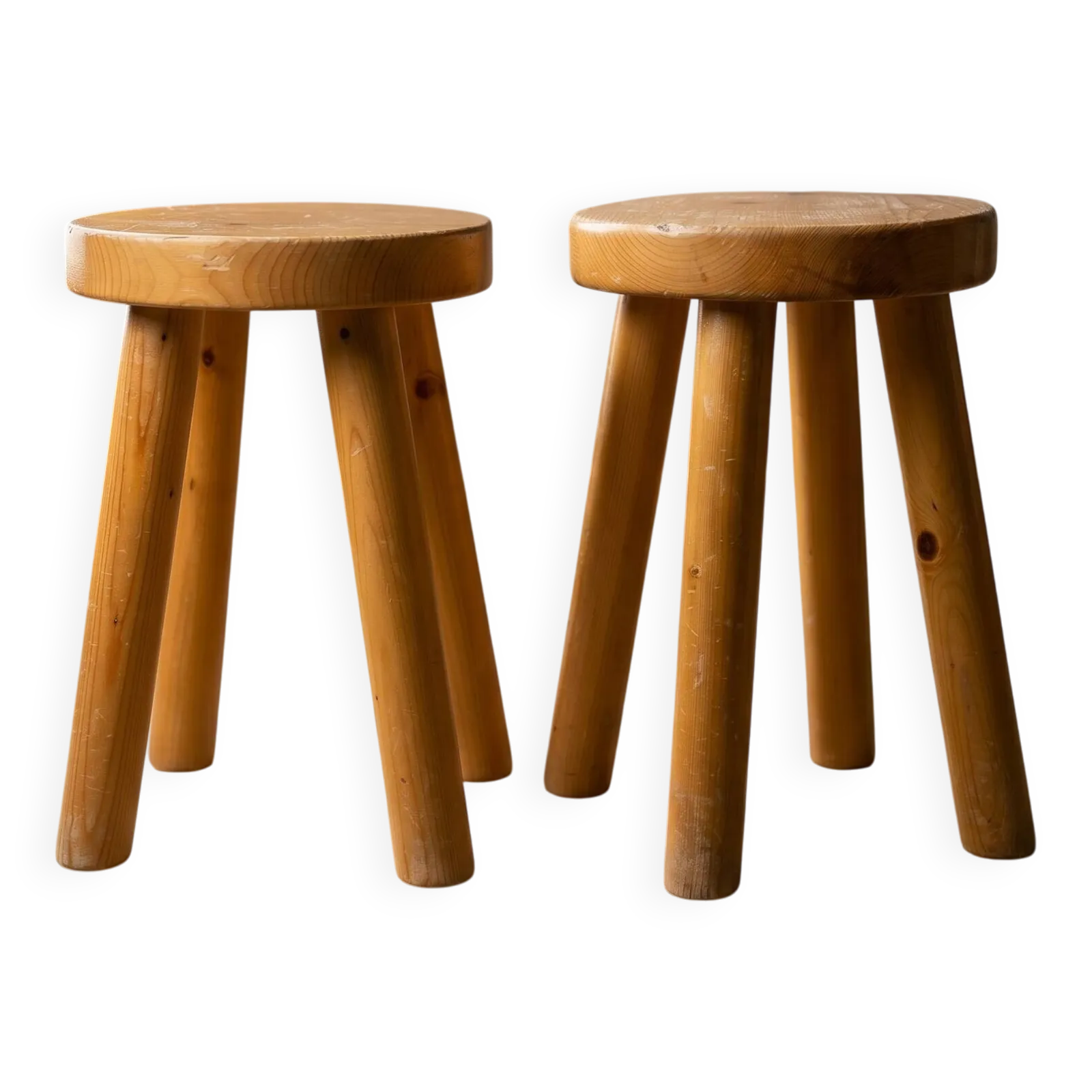 Pair Of Charlotte Perriand Stools   1965 For Les Arcs 1600