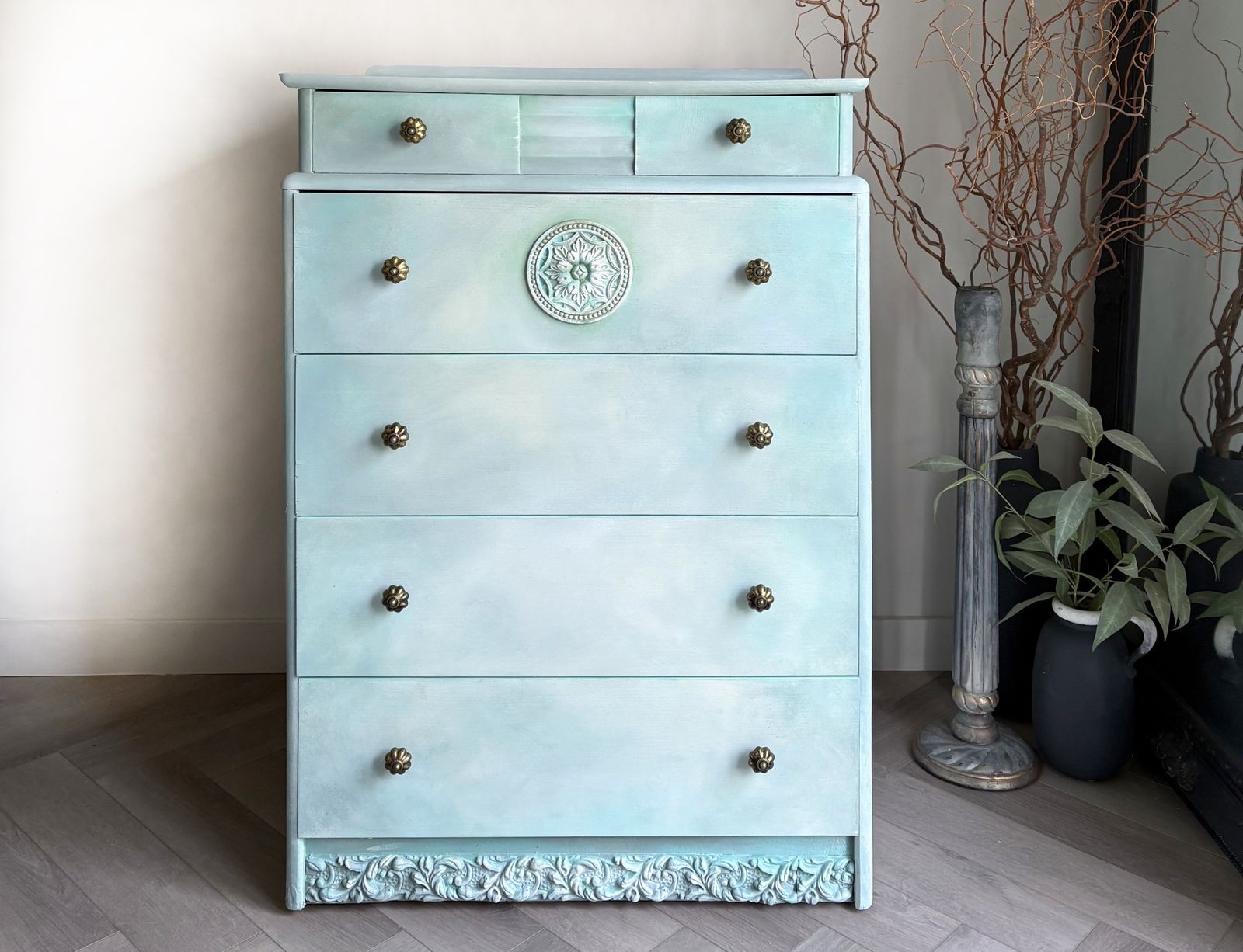 Stag Chest Of Drawers, Pale Green