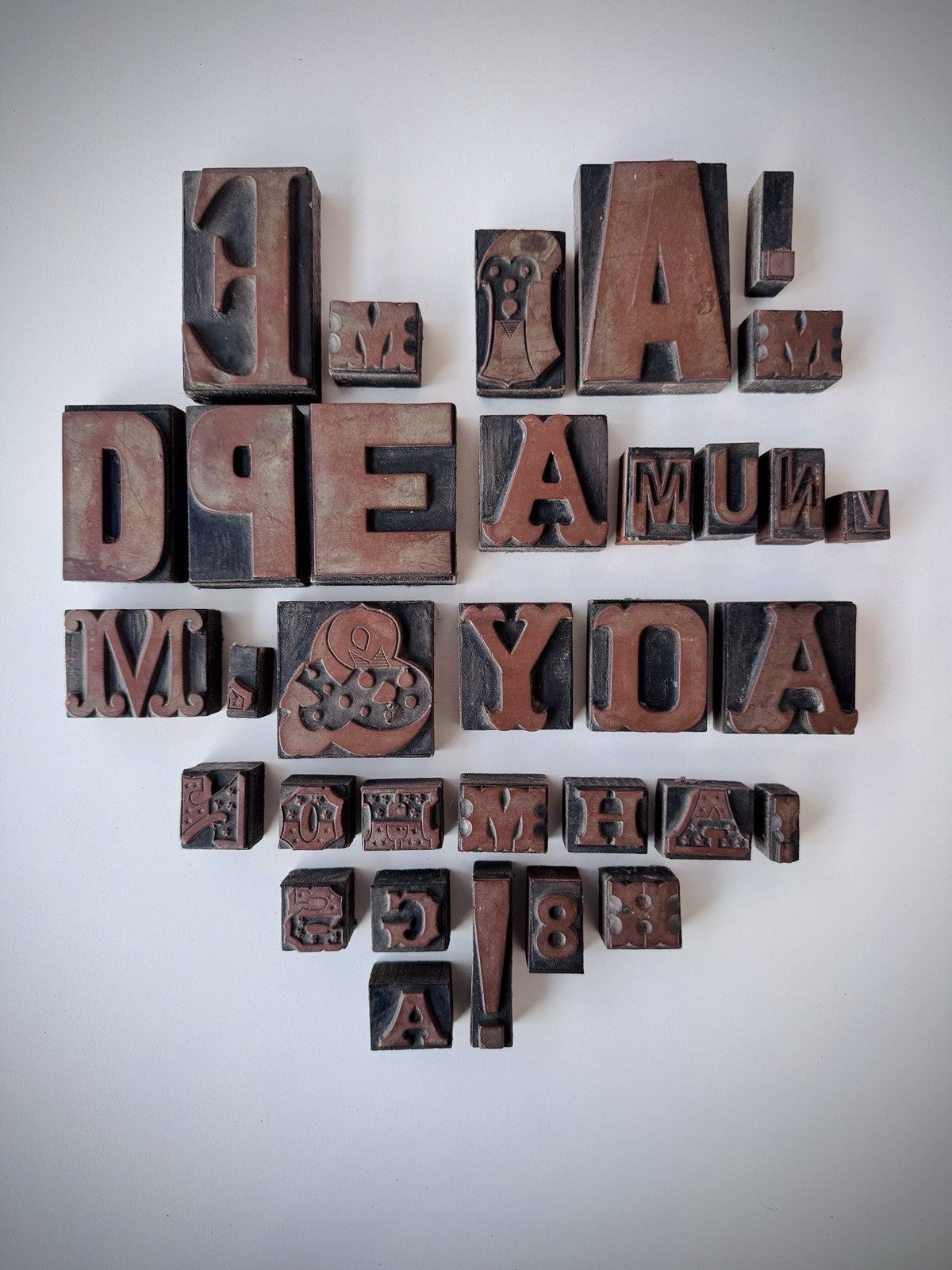 Assorted Vintage Wooden Letter Printing Blocks 33 In Total