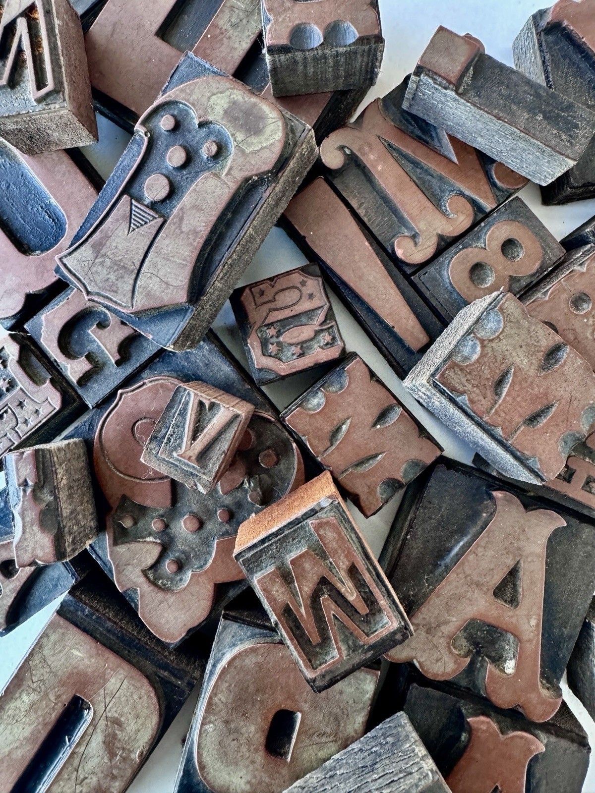 photo furniture Assorted Vintage Wooden Letter Printing Blocks 33 In Total