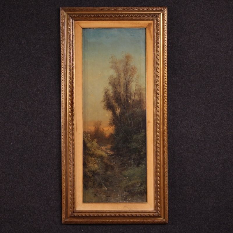 Tableau italien, paysage forestier signé Marko, XIXe siècle