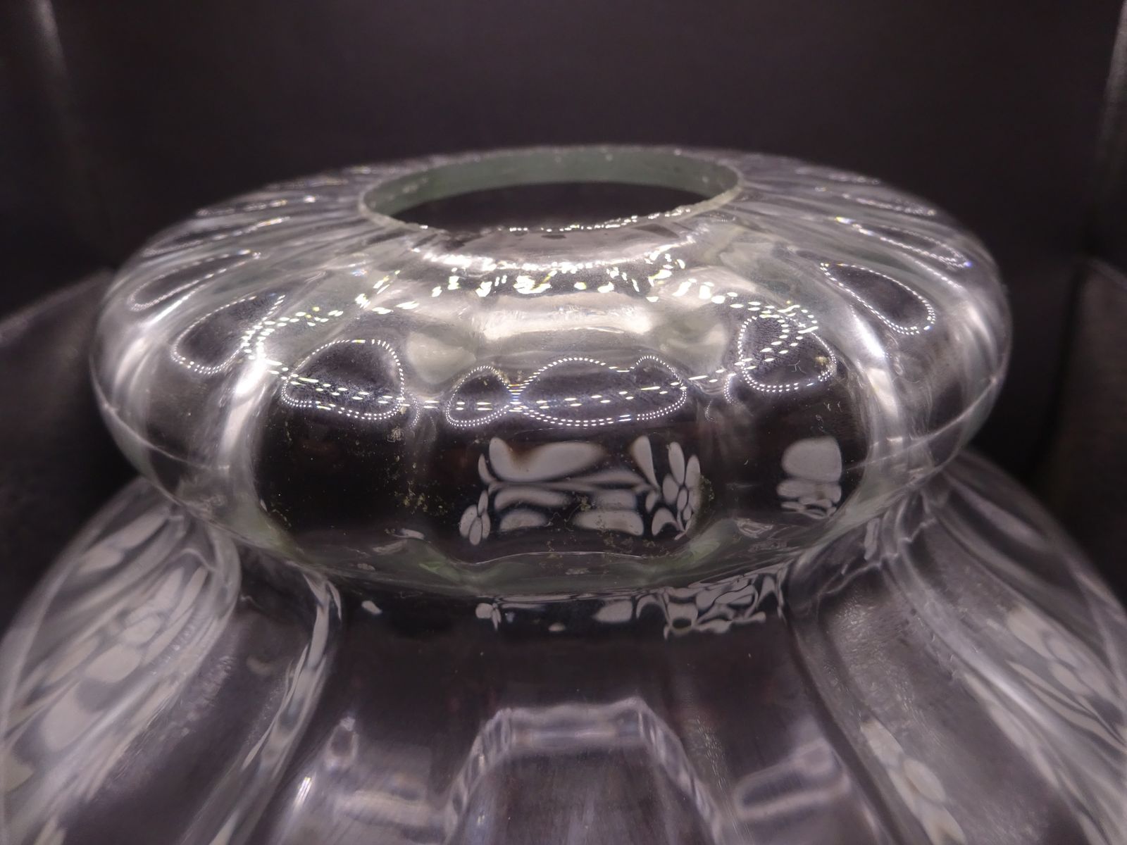 Mid Century French Ribbed Glass Light Shade 43mm Fitter photo furniture