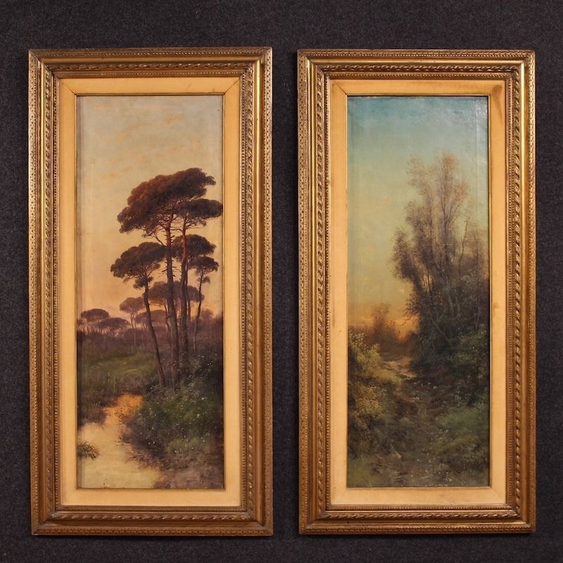 Tableau italien, paysage forestier signé Marko, XIXe siècle photo vinterior