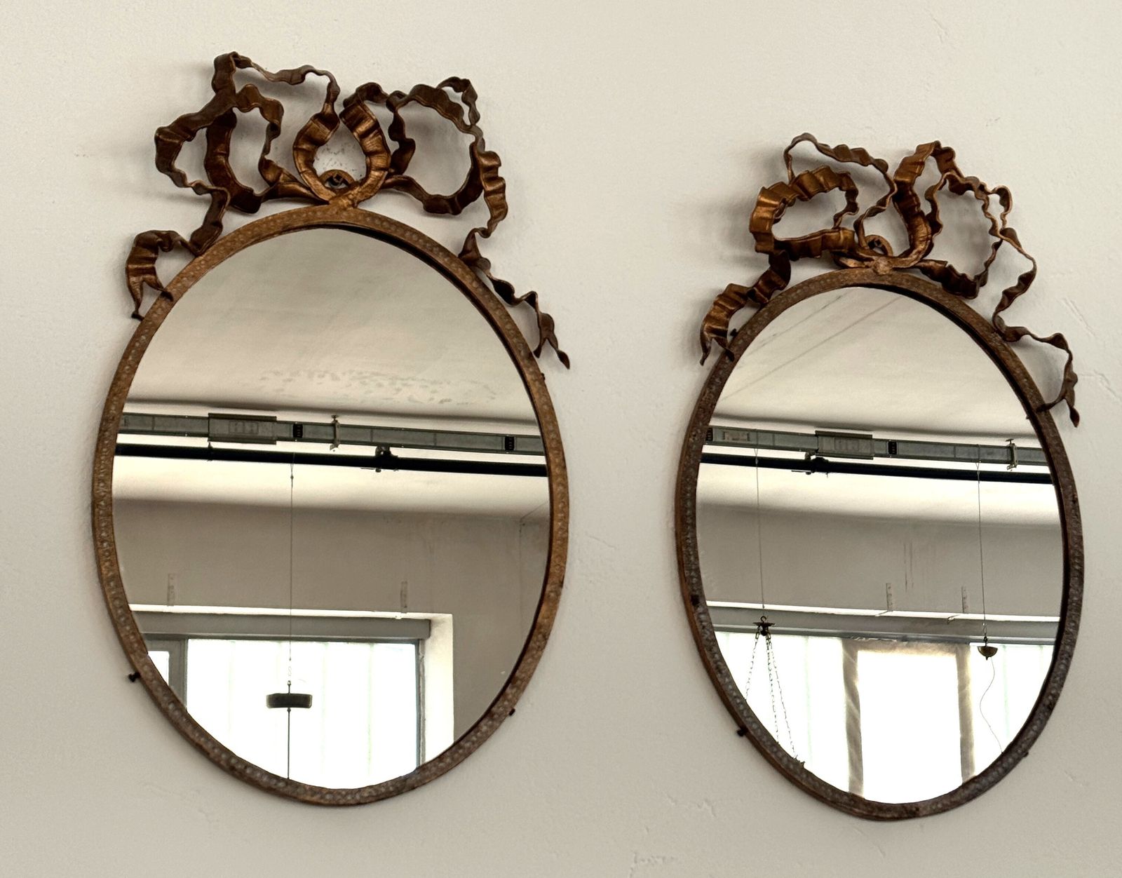 Pair Of Italian Midcentury Wrought Iron Wall Mirrors, 1950s photo 1300.0
