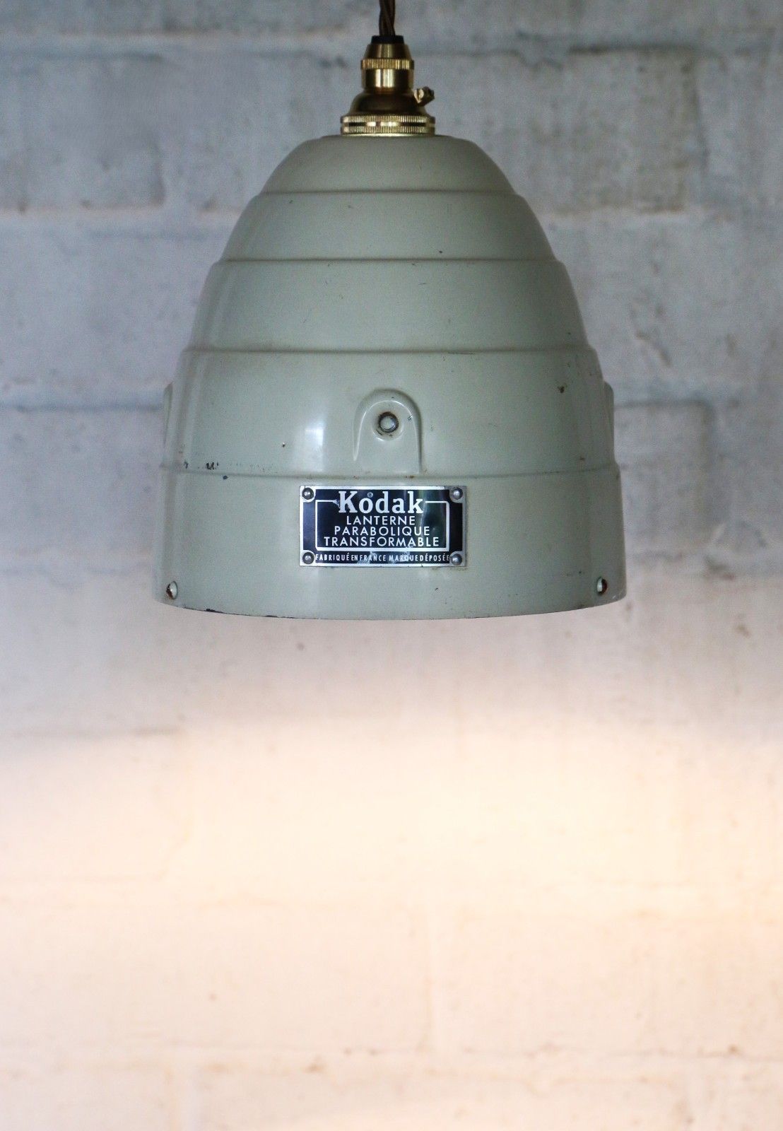 Ceiling Light Vintage French Kodak Parabolique Lanterne Stepped Beehive Pendant photo for sale