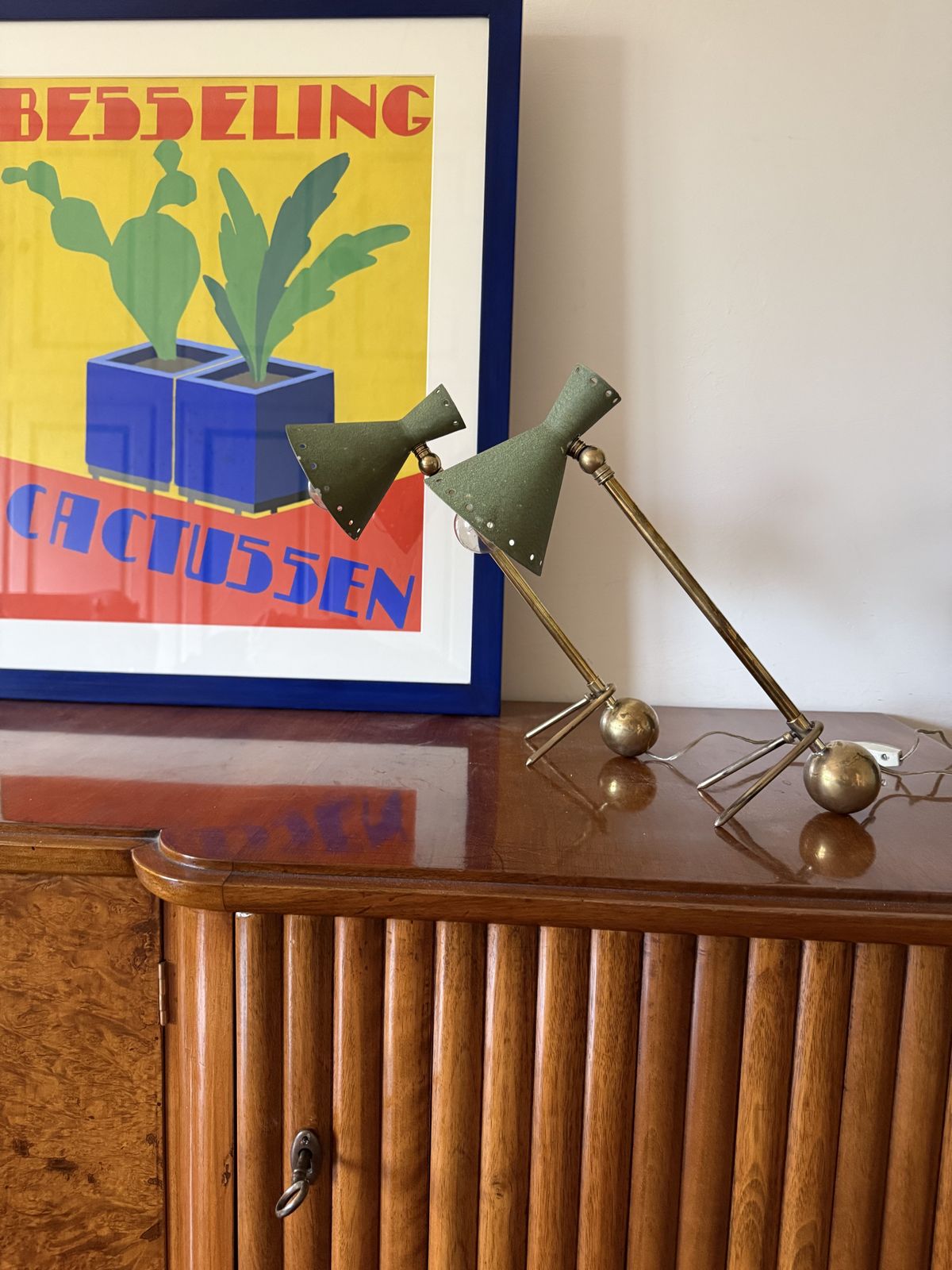 Mid Century Set Of 2 Table Lamps, Attrib. To Stilnovo Milano Italy, 1950s photo for sale