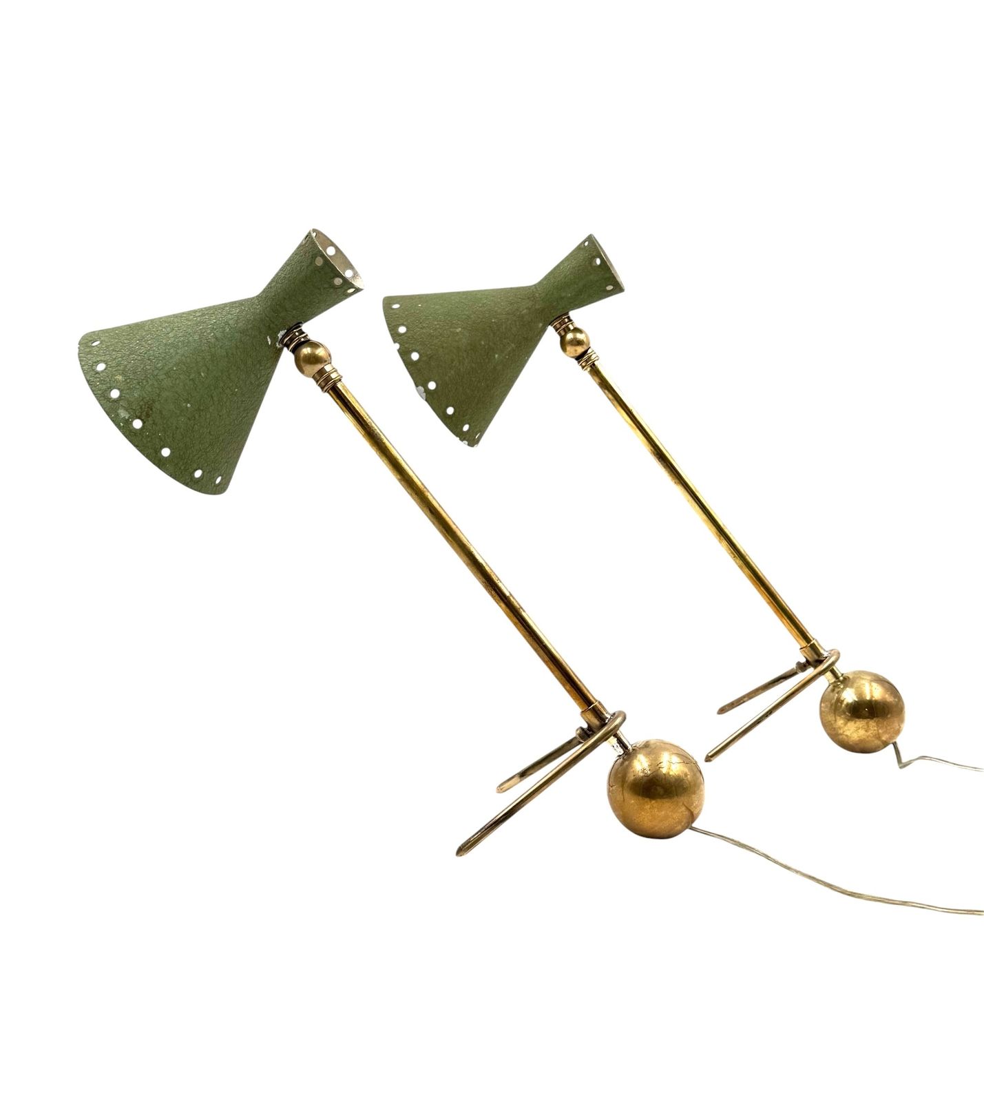 Mid Century Set Of 2 Table Lamps, Attrib. To Stilnovo Milano Italy, 1950s