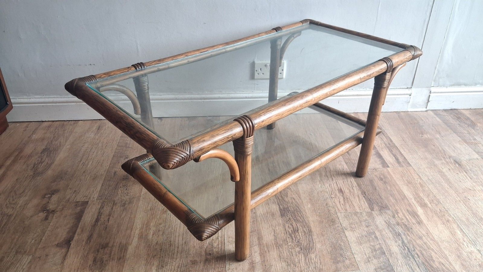 Superb  1970's Bamboo ,Rattan And Glass Mid Century Drinks /Coffee Table photo furniture