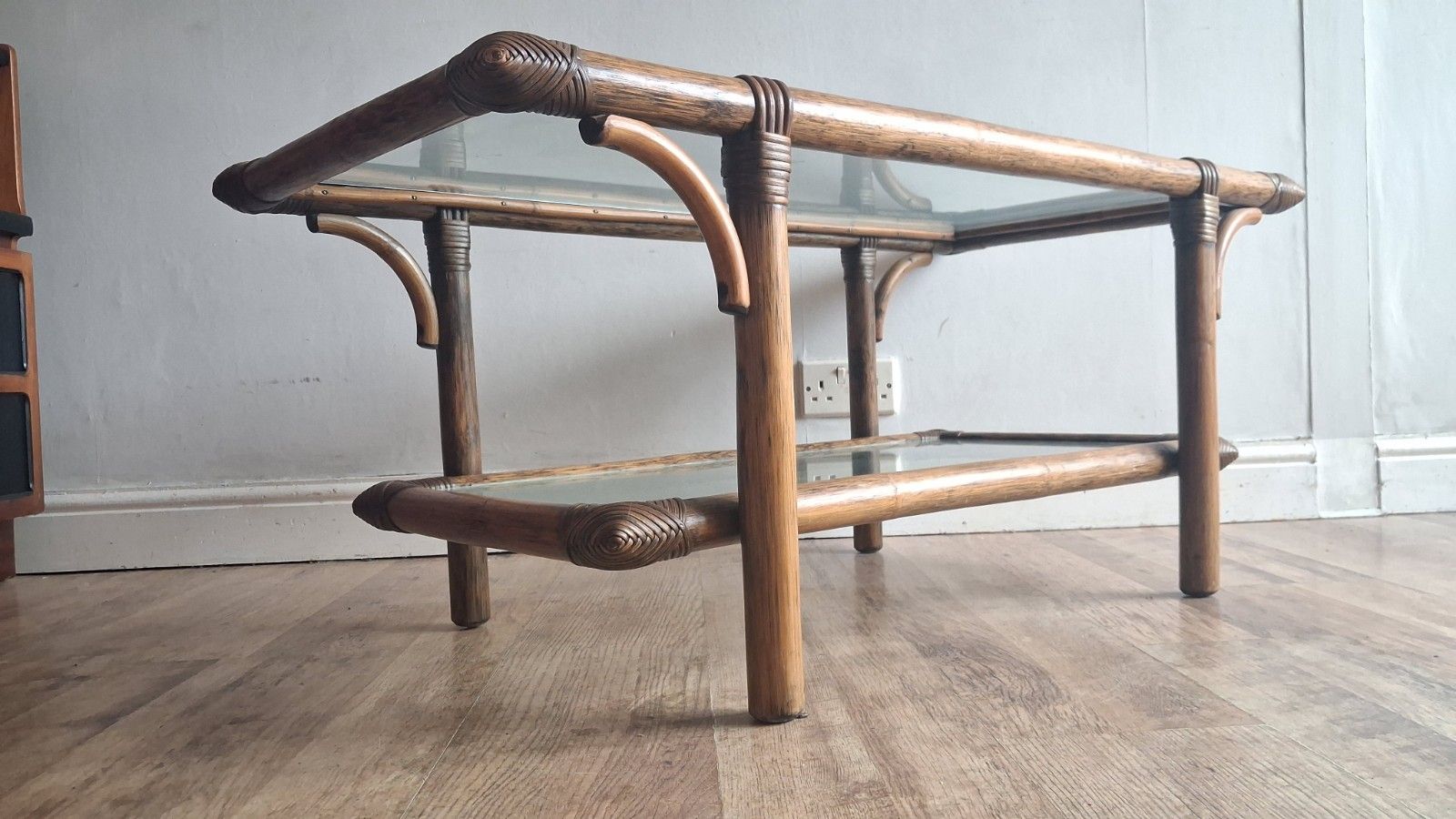 Superb  1970's Bamboo ,Rattan And Glass Mid Century Drinks /Coffee Table photo for sale