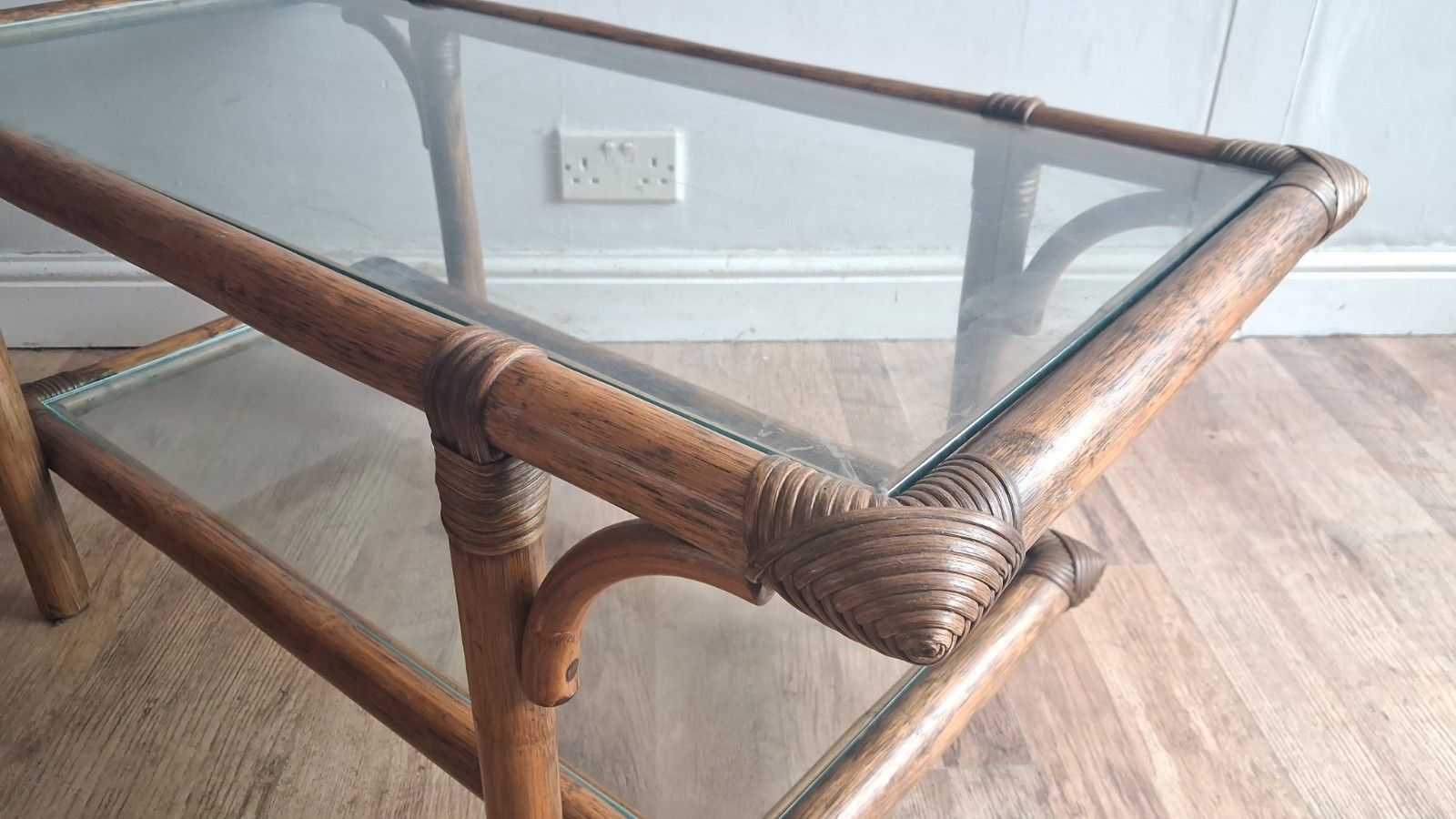 Superb  1970's Bamboo ,Rattan And Glass Mid Century Drinks /Coffee Table photo buy