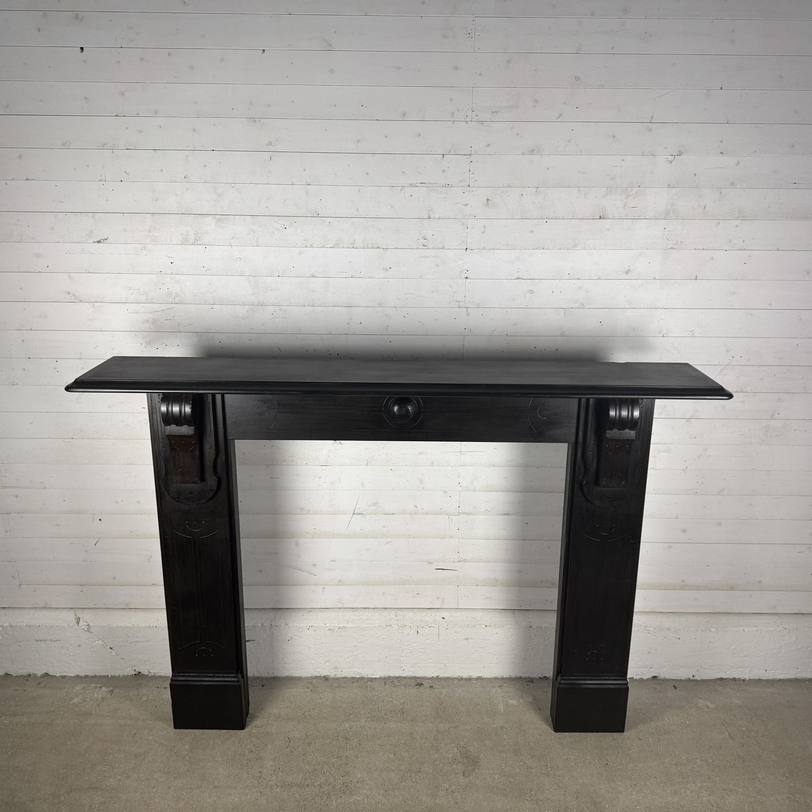 Large Original Edwardian Slate Fire Surround With Corbels photo furniture