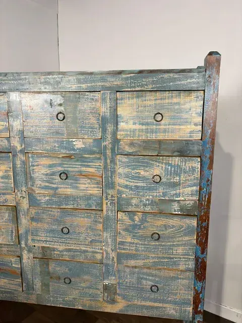 photo furniture Large Rustic 16 Drawer Reclaimed Wooden Unit