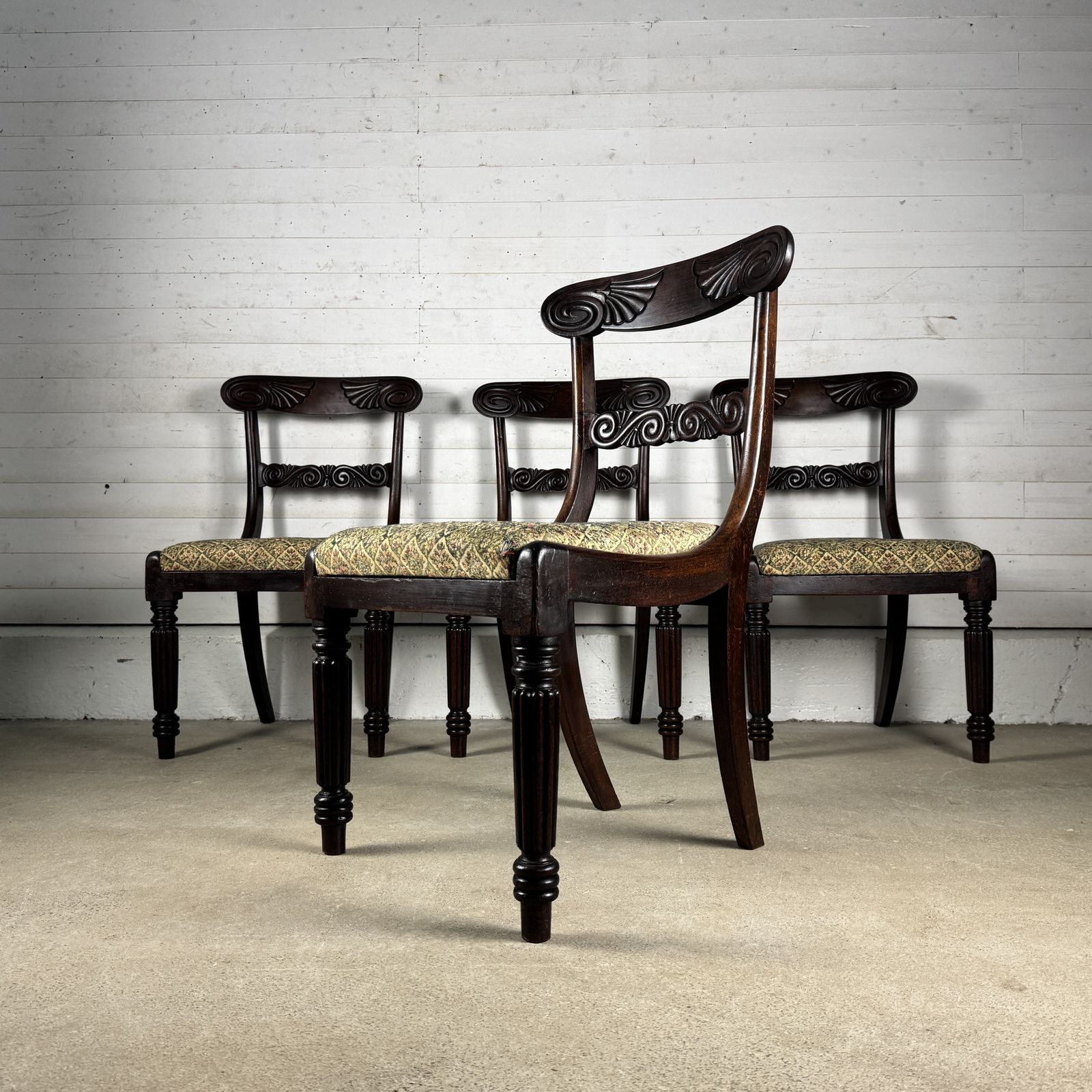 Set Of 4 Victorian Mahogany Dining Chairs For Reupholstery photo for sale