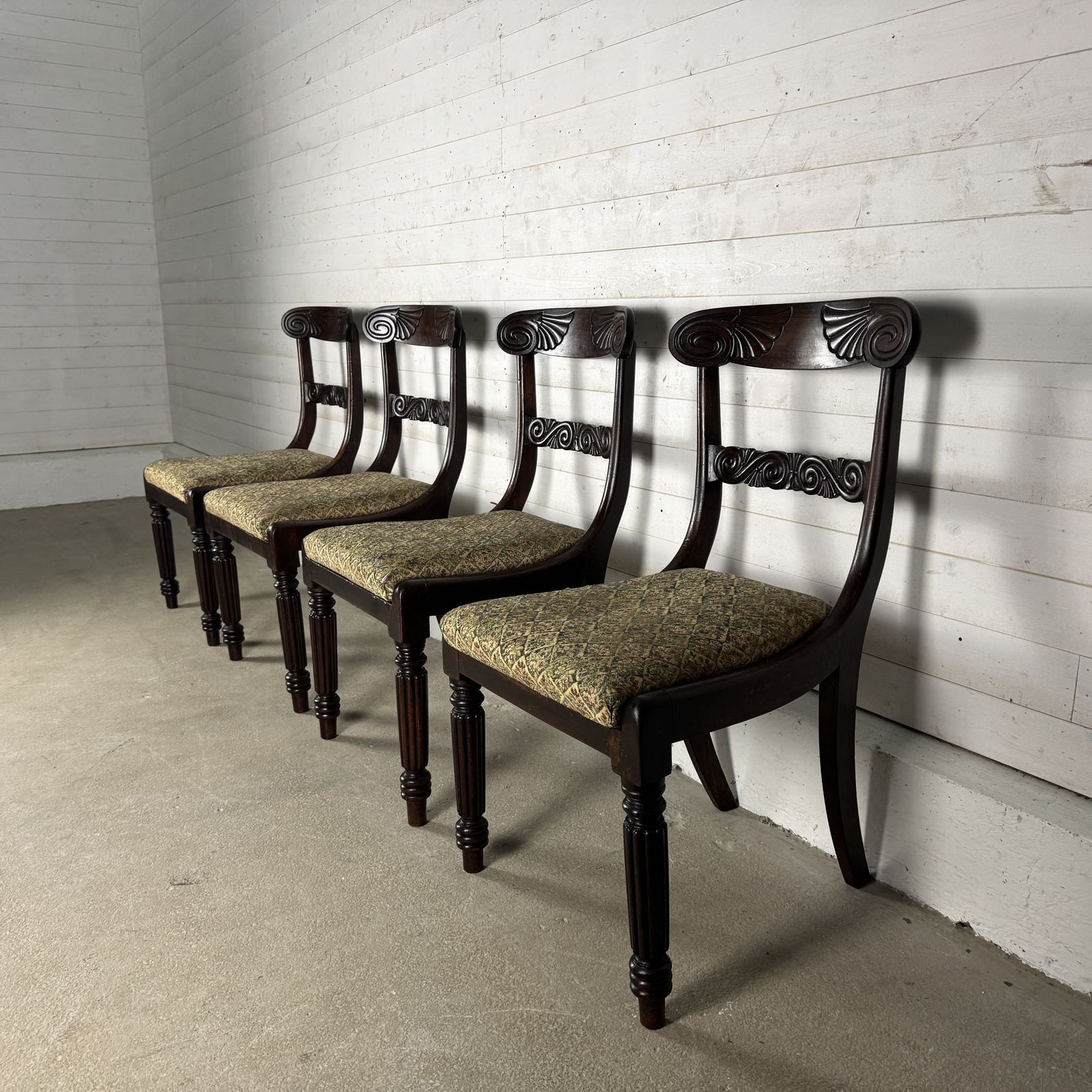 Set Of 4 Victorian Mahogany Dining Chairs For Reupholstery photo Furniture