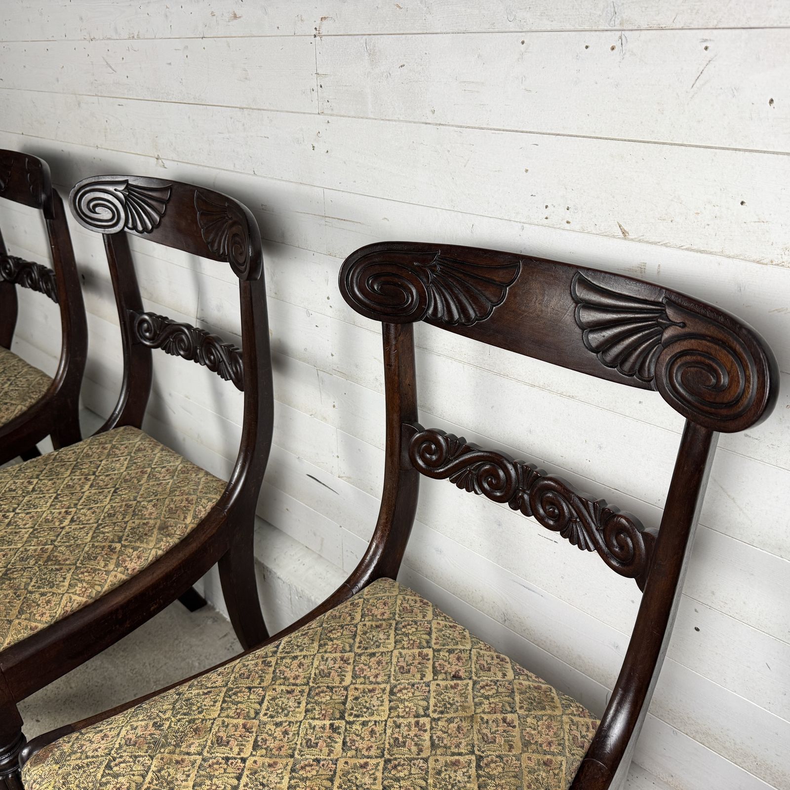 Set Of 4 Victorian Mahogany Dining Chairs For Reupholstery photo vinterior