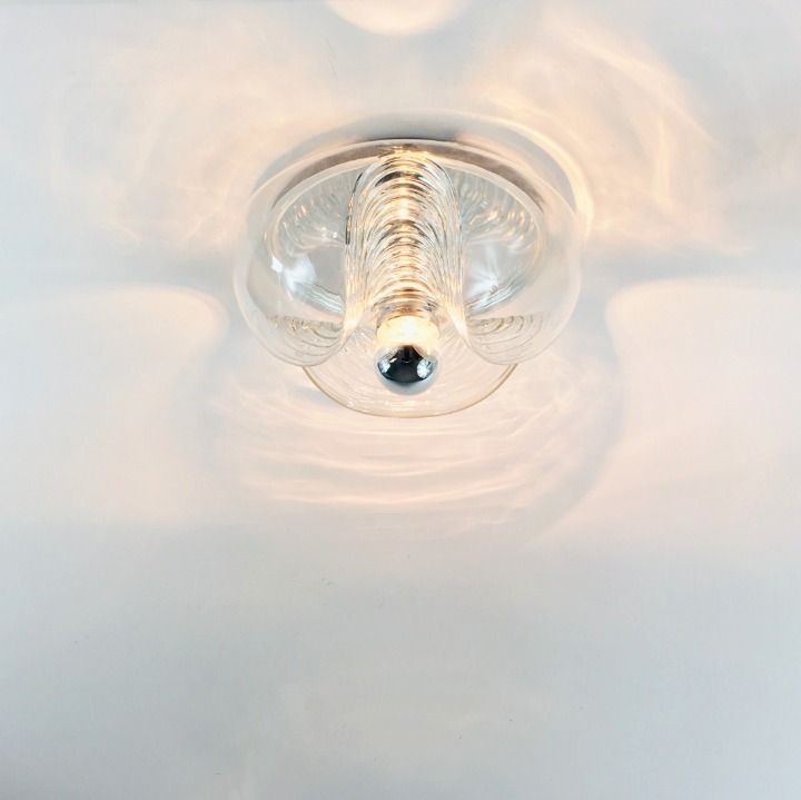 X.L. Mid-Century Space Age glazen golfplafondlamp van Koch & Lowy voor Peill & Putzler, Duitsland, jaren 1970 photo vinterior