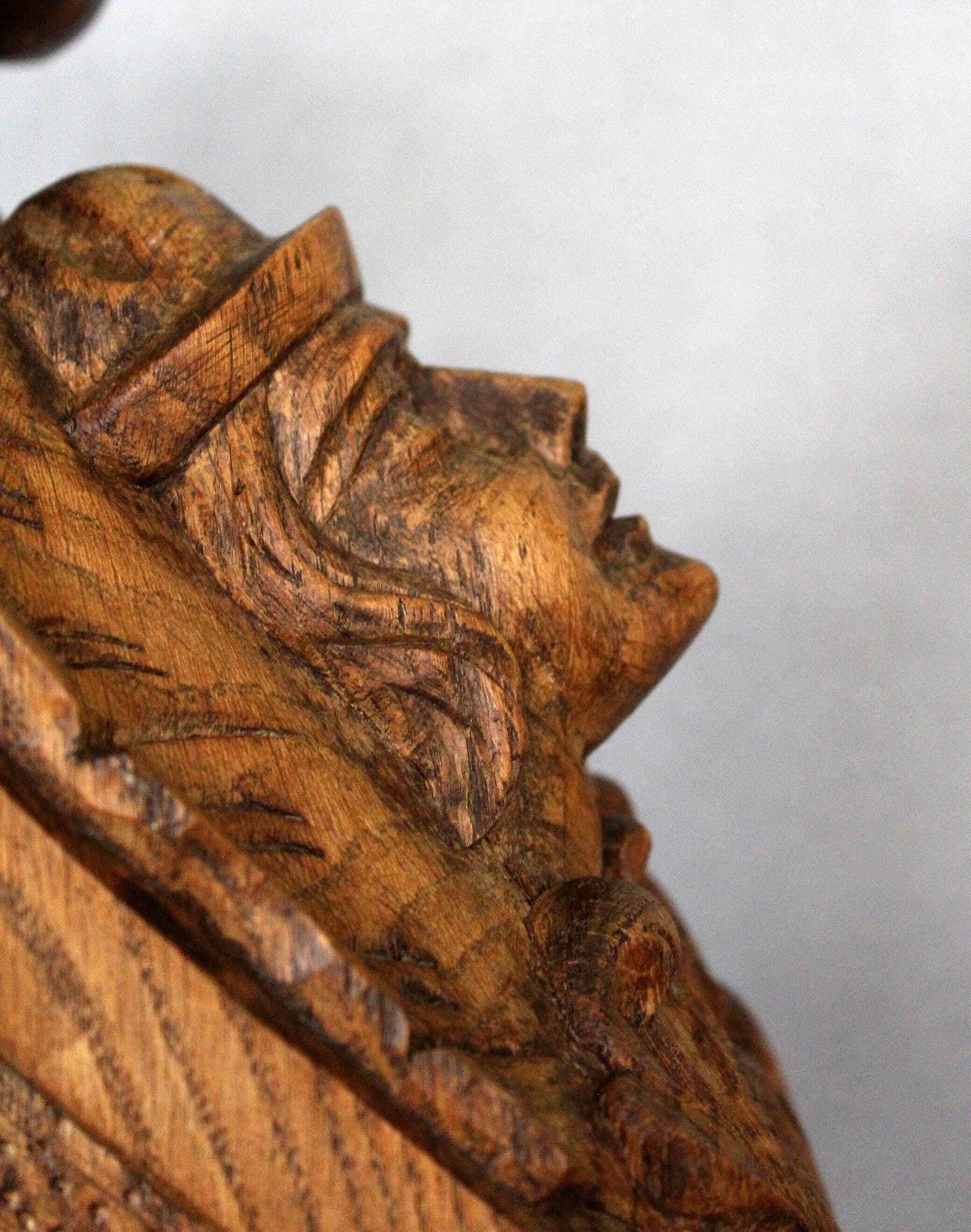 Very Large Antique Ornate Wood Corbel Bracket, Scroll Design, Man Face, Flemish Style, Acanthus Architectural, Style Renaissance, Salvage photo Art