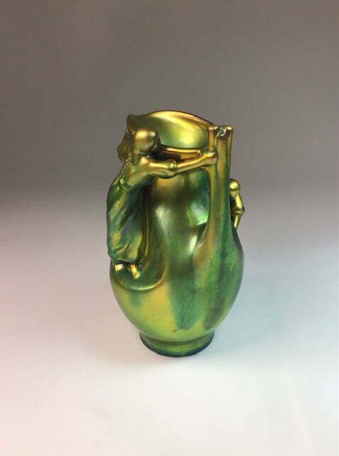 Zsolnay Vase, Art Nouveau, Luminescent Green photo furniture
