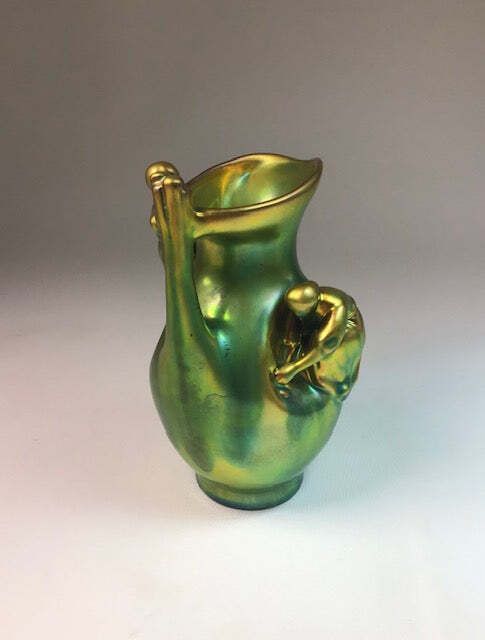 Zsolnay Vase, Art Nouveau, Luminescent Green photo for sale