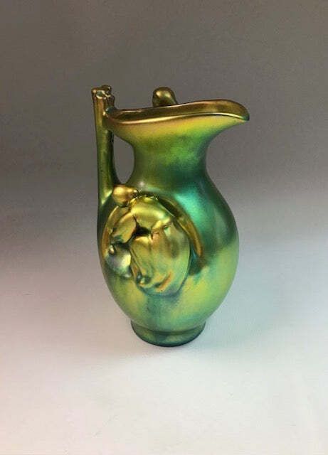 Zsolnay Vase, Art Nouveau, Luminescent Green photo Home Decor