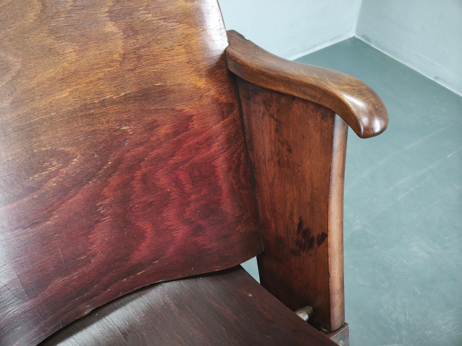 photo vintage Rare 1920s Czechoslovak Three Seat Cinema Bench, Thonet Style