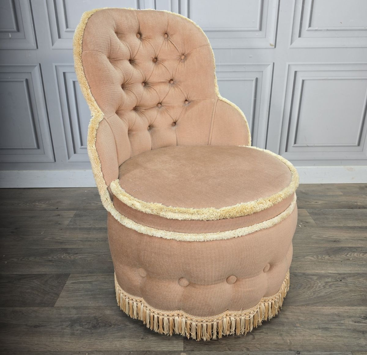 Vintage Sherborne Tub Chair Button Back Upholstered Armchair Bedroom Seat Retro